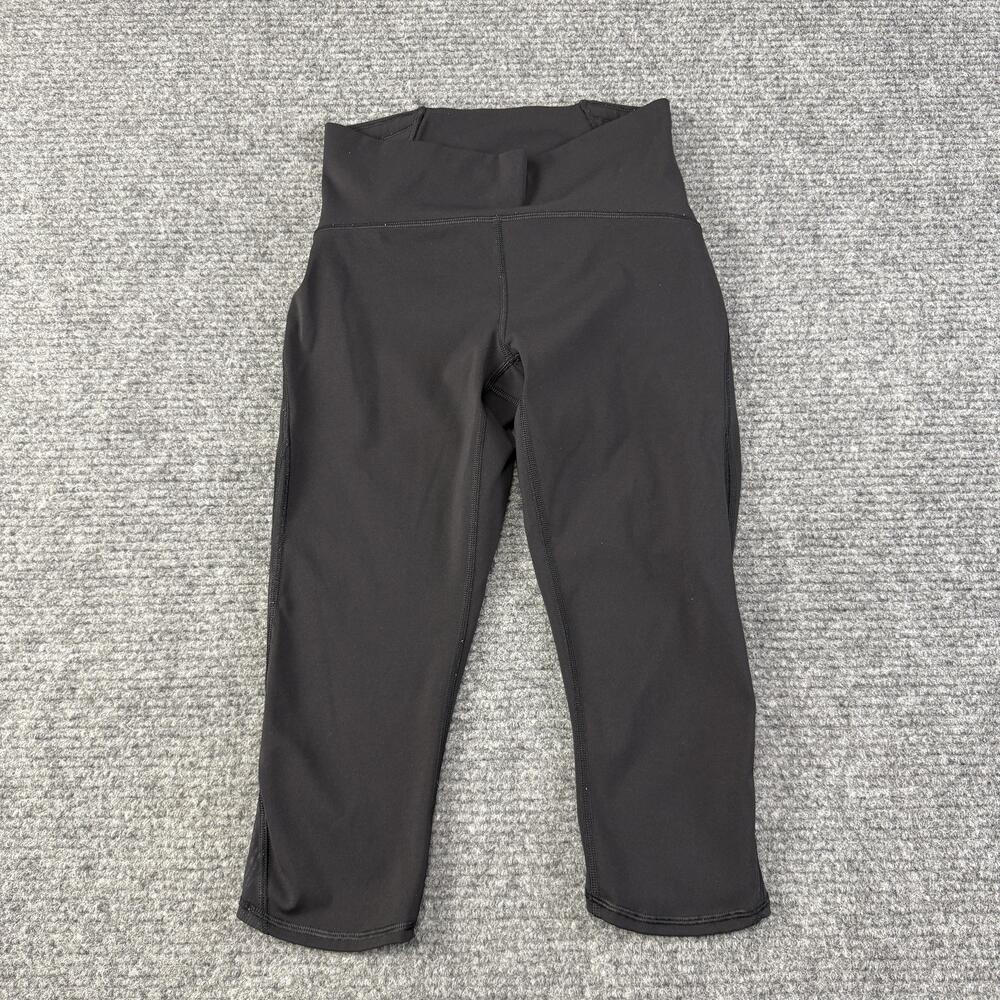 Lululemon Leggings Womens 6 Black Capri Crop Mesh Panel Yoga Pants Gym Running